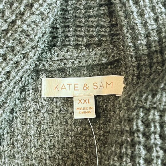 Kate & Sam Sweater Women XXL Olive Green Cowlneck Athleisure Wrap Minimalist Top - Picture 10 of 13
